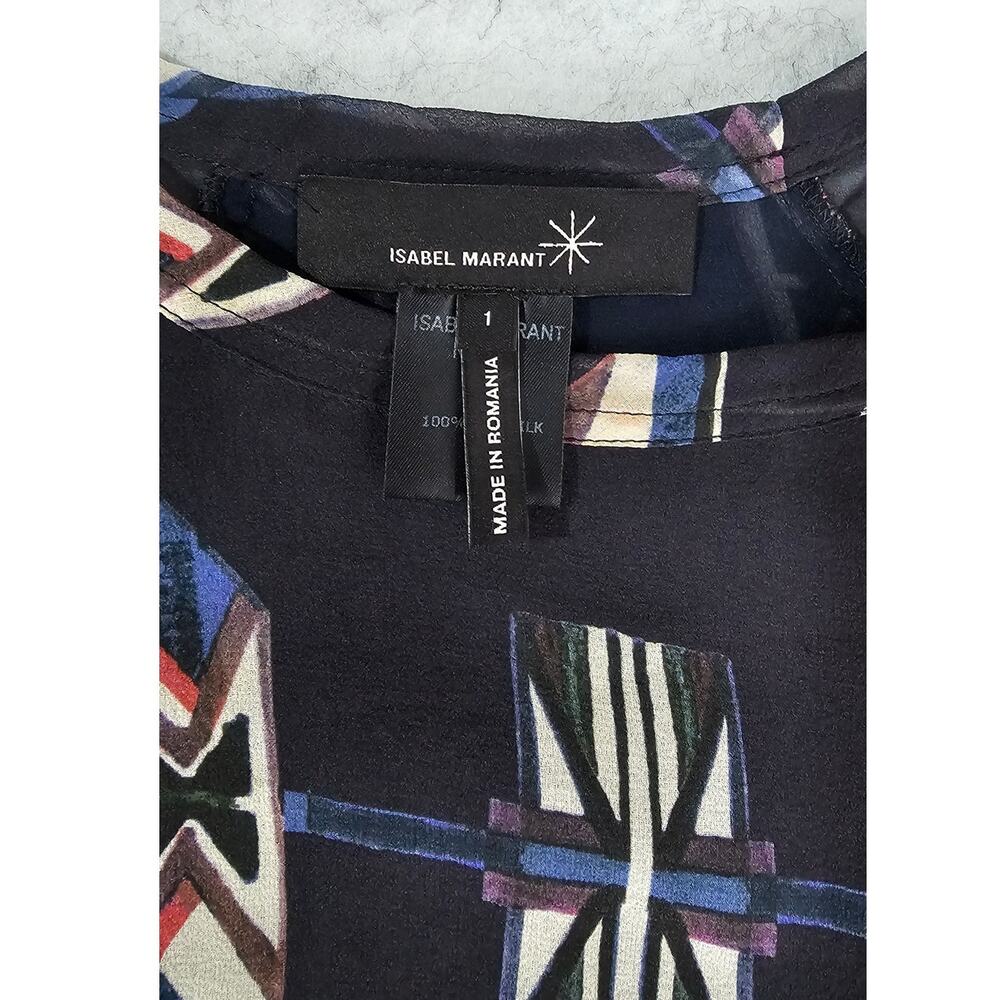 Isabel Marant Dress/ Top 100% Silk Tunic Sheer Navajo Aztec Sz 1 - Picture 9 of 15